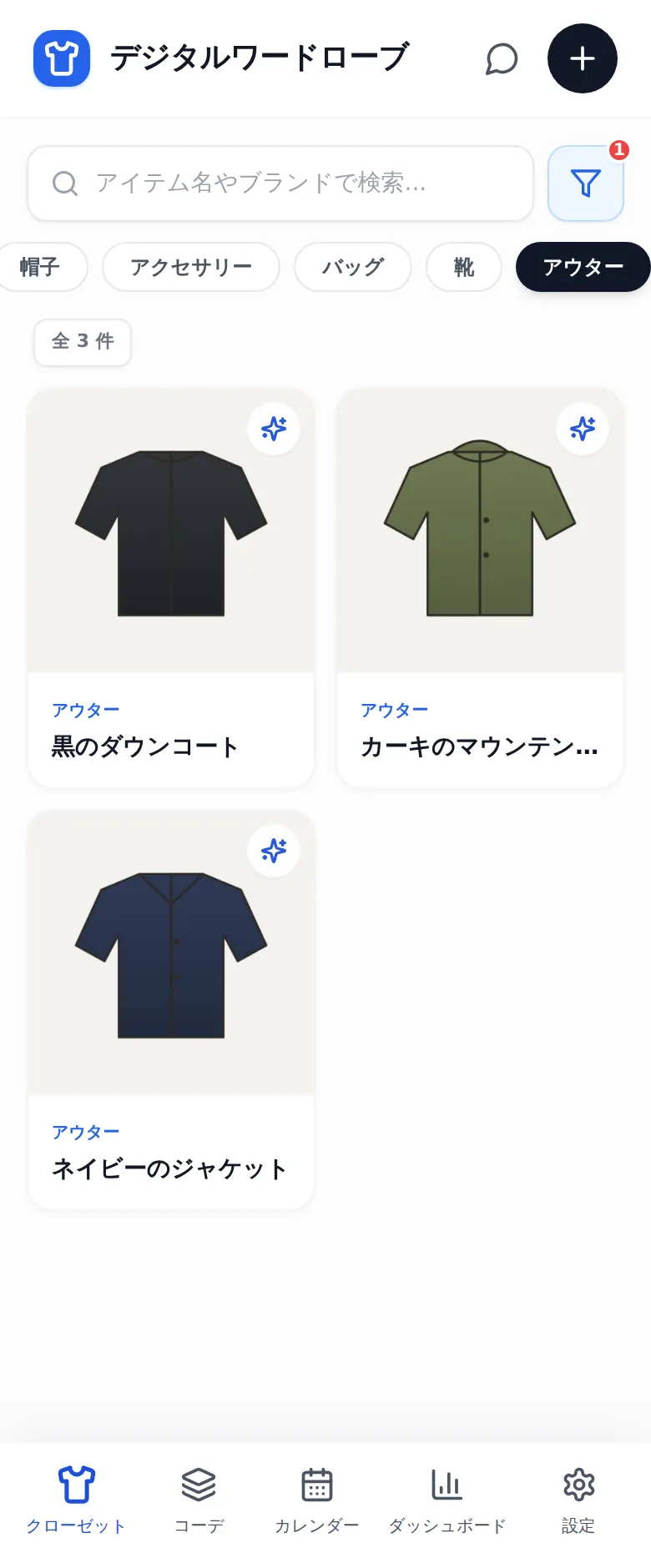 アウターだけを表示したところ